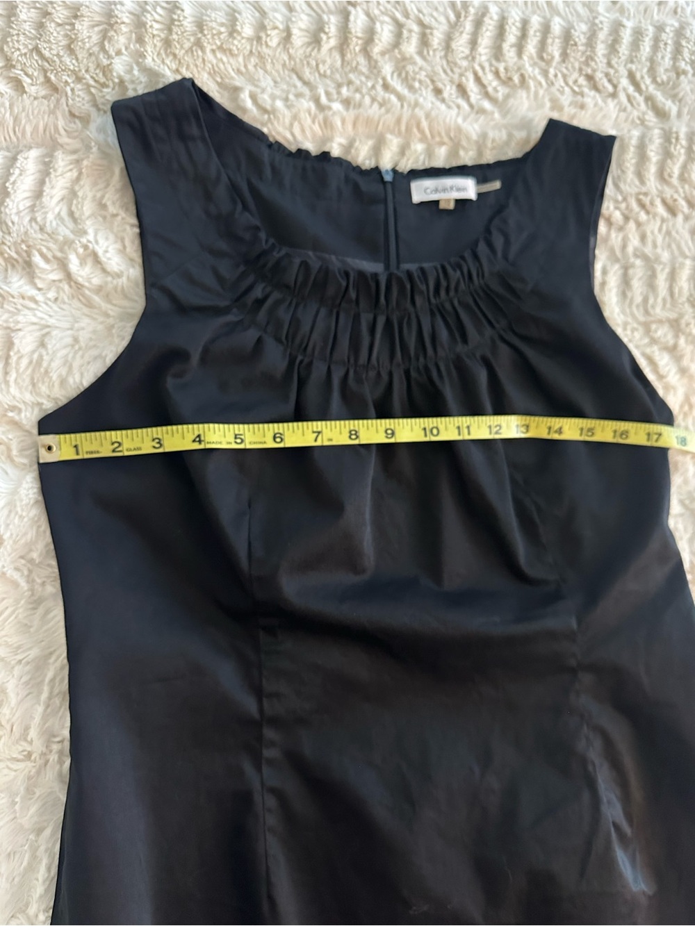 Calvin Klein Black Sheath Dress Rouched Neck size 12 - Picture 6 of 7